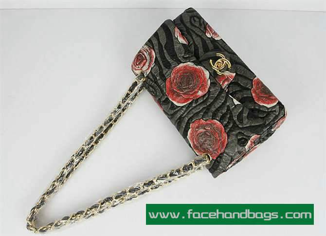 Chanel 2.55 Rose Handbag 50135 Gold Hardware-Black Red